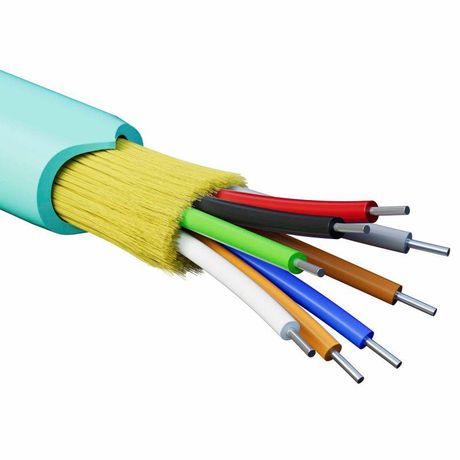 Кабель волоконно-оптический распределительный арамидные упрочняющие нити для внутренней прокладки нг(A)-HFLTx 8 ОВ категорияOM3 (G.651.1) плотный буфер 0.4кН барабан 500м DKC RNDT3C8AQ03-E ДКС