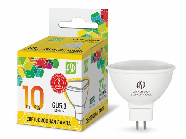 Лампа светодиодная LED-JCDR-standard 10Вт 230В GU5.3 3000К 900Лм | 4690612015811 ASD