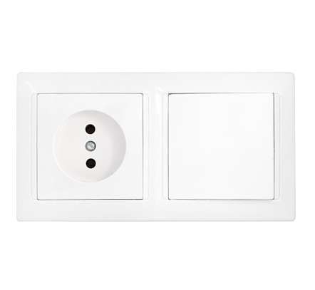 Блок СП (розетка без заземл. + 1-кл. выкл.) бел. Bylectrica В-РЦ-685