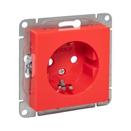 Механизм розетки, 16А, с заземлением, со шторками, красный Эпика EKF | UP1-SOR-111