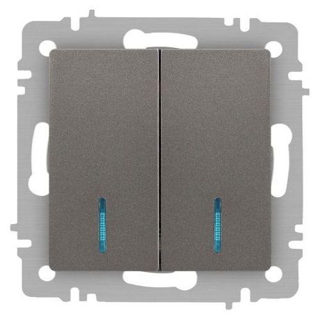 Выключатель двухклавишный, в рамку (скрытого монтажа) с подсветкой слоновая кость 10А 250В винтовые зажимы Intro Accent 6-105-09 - Б0063525 ЭРА