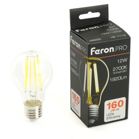 Лампа светодиодная LED 12вт Е27 теплый FILAMENT Feron.PRO - LB-1112 48895