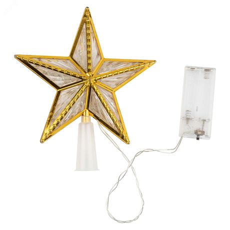 Украшение светодиодное для ёлки Звезда-4 на батарейках 2АА (не в/к) 15 см 10 светодиодов Разноцветный свет Прозрачный провод ULD-H1515-010/DTB/2AA MULTI STAR-4 - UL-00010942 Uniel