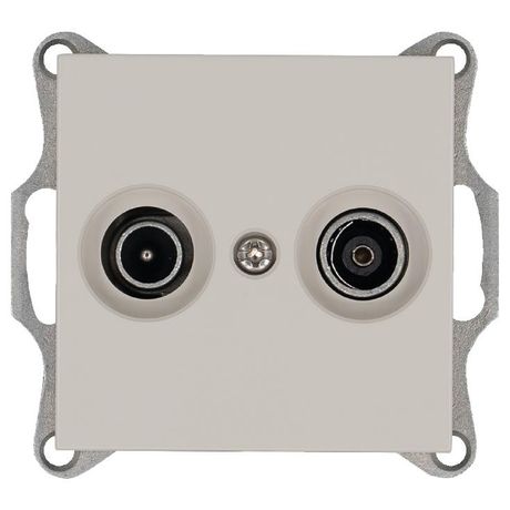 Розетка телевизионная проходная TV + FM 2-м Ф9.5мм механизм тауп Jasmart G6205T