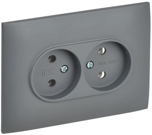 Розетка 2-м SKANDY 10А без заземл. защ. шторок в сборе SK-R10Gr сер. IEK SK-R20-10-K03-F