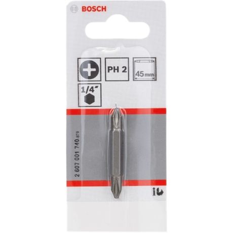 Бита 1шт Extra Hard двусторонняя 45 мм Ph2/Ph2 | 2607001740 BOSCH