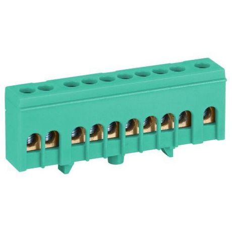 Шина NO-224-103 PE земля в изолированном корпусе на DIN-рейку ШНИ-6х9-10-Д зеленый | Б0062938 ЭРА