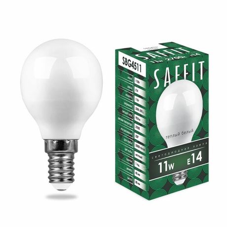Лампа светодиодная SBG4511 11W 2700K 230V E14 G45 | 55136 SAFFIT FERON