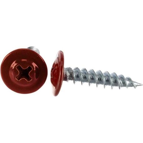 Саморез 4,2x25 с прессшайбой, острый, цинк RAL 3005 Красный (100 шт/уп) | PR08.9248 Промрукав Строитель