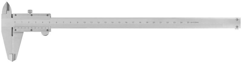 штангенциркуль металлический нержавеющий 250 мм/ 0,02 мм, пластиковый кейс - 19846 РОС