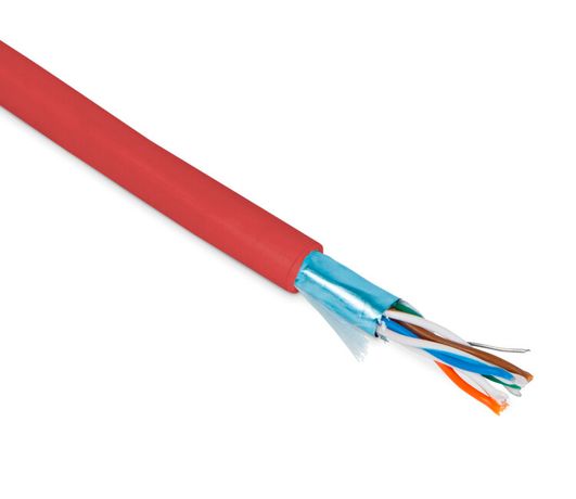 Кабель витая пара экранир. F/UTP кат.5E 4 пары 26 AWG МЖ patch экран-фольга PVC -20град.C-+75град.C FUTP4-C5E-P26-IN-PVC-RD-100 красн. (уп.100м) Hyperline 444995