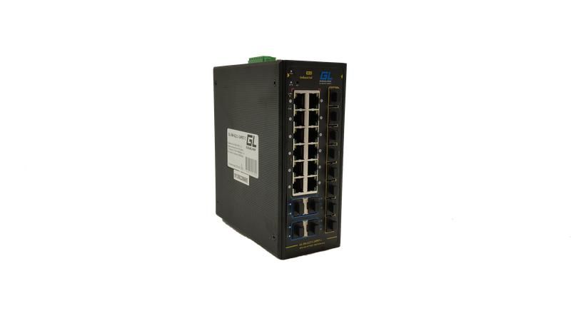 Коммутатор L2+ индустриальный на DIN рейку 12х10/100/1000Мбит/с 1-8 PoE af/at 8х1000Мбит/с SFP 4х10Gbps SFP+1 консольный RJ-45 питание 48В 480Вт поставляется отдельно GIGALINK GL-SW-G211-24PST-I