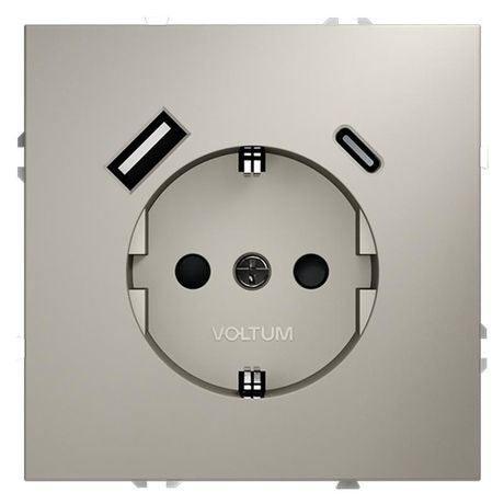 Розетка 1-м СП S70 16А с USB A+С заземл. защ. шторки механизм кашемир Voltum VLS040503 Voltum арт. VLS040503