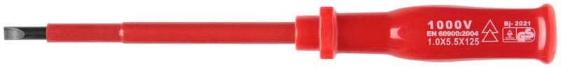 Отвертка изолированная 1000 В, CrV сталь, пластиковая ручка 5х125 мм SL - 55803 РОС
