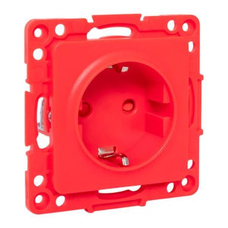 Стокгольм Механизм Розетки 1-местной с/з 16А винтовые клеммы красный с защ. штор. | EYR16-028-30 EKF