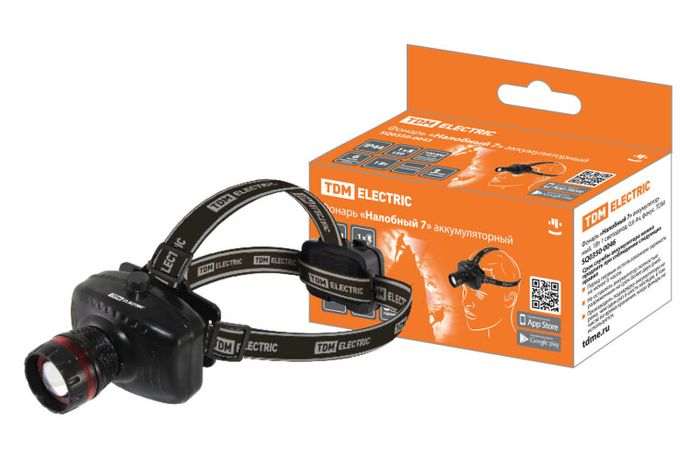 Фонарь «Налобный 7» аккумуляторный, 1Вт 1 светодиод, 0,6 Ач, фокус. | SQ0350-0046 TDM