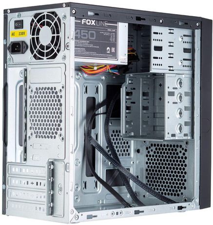 Корпус с блоком питания 450Вт Case FL-733 mATX 2х5.25EXT 2х3.5EXT 5х3.5INT 2хUSB2.0 HDA w/o FAN w/450W ATX PSU w/1.2m EU pwr cord Foxline 1000552365