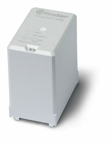 Силовое электромеханическое реле; монтаж на печатную плату; 2NO 50A; контакты AgSnO2 (зазор 3мм); катушка 12В DC | 672290124300 Finder 67.22.9.012.4300