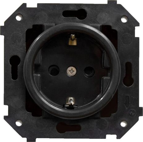 Розетка СП ретро 16А IP20 с заземл. мезанизм черн. Bironi B3-101-23