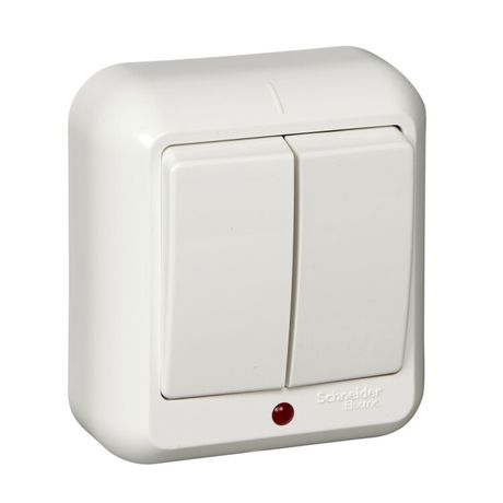 Выключатель 2-кл. ОП Прима 10А IP20 с подсветкой бел. (опт. упак.) SchE VA5U-213-B APC