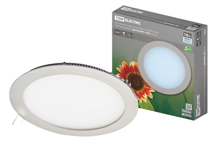 Светильник светодиодный встраиваемый Downlight ДВО СВО (хром) 18Вт 4000К IP20 опал | SQ0329-0016 TDM ELECTRIC