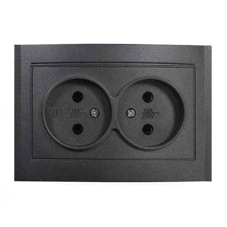 Розетка двухместная серия Бриллиант без заземления, скрытой установки, 16А, 220В, механизм,графит - 7947519-Gr Союз