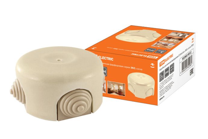 Коробка распаячная фарфоровая D7,8х4,5см «ЭКО» сосна | SQ2802-0012 TDM