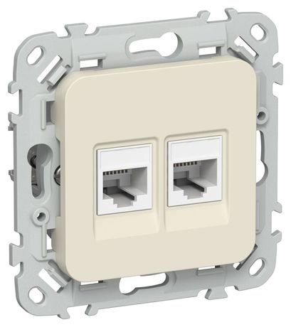Розетка компьютерная 2-м СП FLITE РК5е-2-0-ФлСл RJ45 кат.5E UTP механизм сливочный IEK FI-K22-1-K86 IEK арт. FI-K22-1-K86