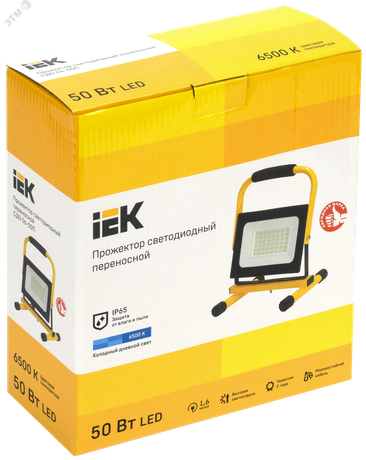 Прожектор светодиодный СДО 06-50П переносной 6500К IP65 черный | LPDO603-050-65-K02 IEK