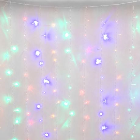 Гирлянда занавес светодиод. ULD-C3020-264/TTK MULTI IP44 с эффектом мерцания 3х2м 264 светодиода разноцвет. свет провод прозр. Uniel UL-00010917