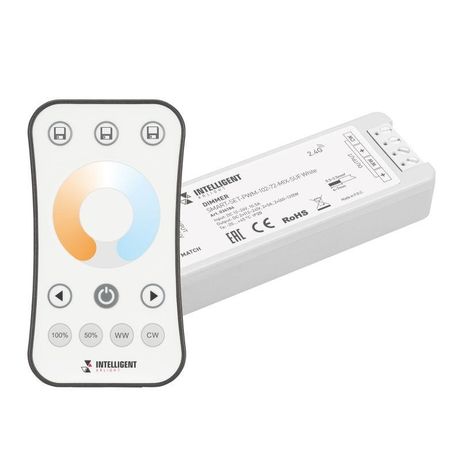 Диммер SMART-SET-PWM-102-72-MIX-SUF White (12-24В 2х5А ПДУ RING 10кн 2.4G) IP20 пластик INTELLIGENT ARLIGHT 036184