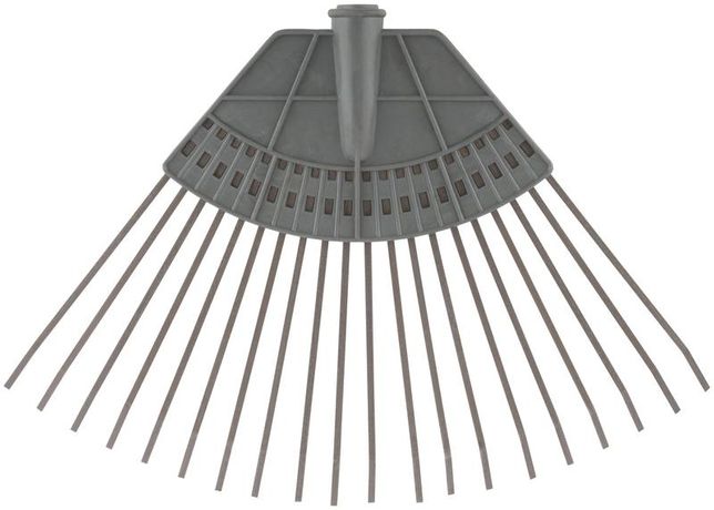 Грабли веерные пластинчатые (пластмассовая основа) 20 зубьев 310х450мм без черенка КУРС 76941