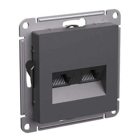 Розетка компьютерная 2-м AtlasDesign RJ45+RJ45 кат.5E механизм базальт SE ATN001485 APC