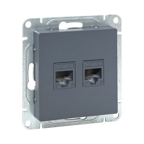 Механизм розетки RJ45 - 2шт, (cat5), графит Эпика |UP1-SOG-2RJ45-5| EKF EKF арт. UP1-SOG-2RJ45-5