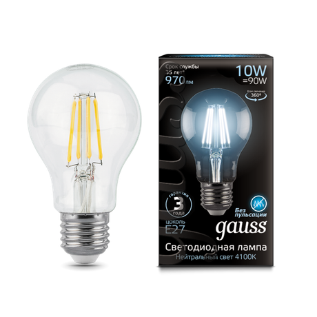 Образец Лампа светодиодная LED 10Вт E27 220В 4100К A60 | 102802210 Gauss