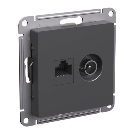 Розетка компьютерная + телевизионная 2-м AtlasDesign RJ45 кат.5E базальт SE ATN001489 APC