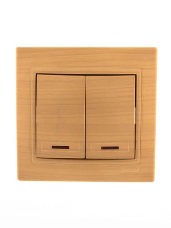 Выключатель 2-кл. Mira с подсветкой ясень LEZARD 701-4747-112