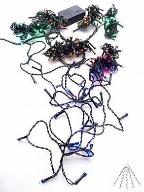 Гирлянда елочная 210 диодов мульти, CL91 7 веток (3м) + 4м зеленый шнур, IP44 | 32373 FERON