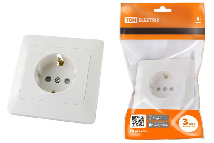 Розетка 2П+З с защ. шт. 16А 250В белая "Ильмень" | SQ1823-0014 TDM
