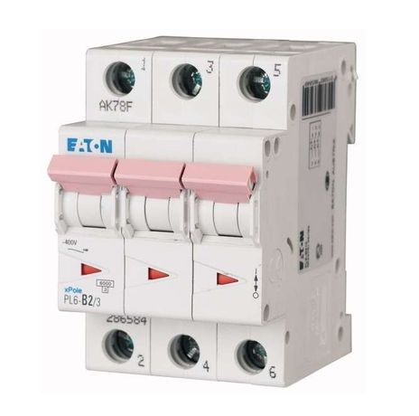 Выключатель автоматический 16А кривая отключения D 3 полюса отключающая способность 6 кА PL6-D16/3 - 286613 EATON
