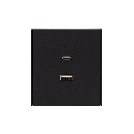 Розетка 2-м СП STRONG 16А IP20 USB-A + Type-C 3А с функцией быстрой зарядки антрацит Kranz KR-78-0734-5 Kranz арт. KR-78-0734-5