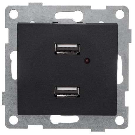 Розетка USB Bravo, механизм, двойной, графит - С10USB2-010 GUSI