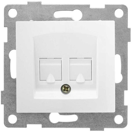 Розетка компьютерная + телефонная 2-м СП Bravo RJ45 RJ12 механизм бел. матов. GUSI С10КТ-041