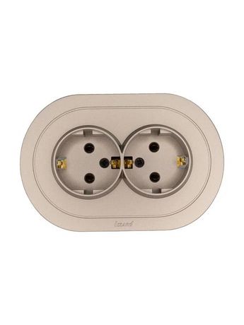 Розетка 2-м СП OSEN с заземл. ПБТ круглая механизм титан LEZARD 744-3700-127B