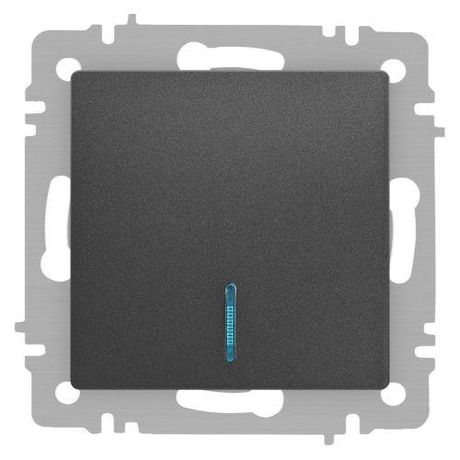 Выключатель одноклавишный, в рамку (скрытого монтажа) с подсветкой графит 10А 250В винтовые зажимы Intro Accent 6-102-07 - Б0063434 ЭРА
