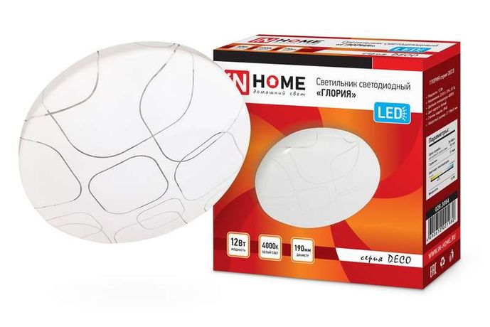 Светильник светодиодный серии DECO 12Вт 230В 4000К 780лм 190х65мм ГЛОРИЯ | 4690612021980 IN HOME