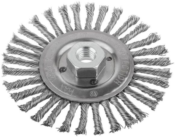 Корщетка-колесо гайка М14 стальная витая проволока 125мм КУРС 39028