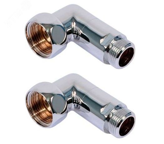 Комплект соединений для полотенцесушителя угловой гайка/штуцер 1'х1/2' хром - 4627201607195 ДВИН