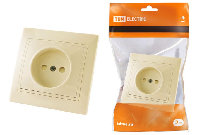 Розетка 2П с защитными шторками 10А 250В слоновая кость ''Таймыр'' - SQ1814-0115 TDM