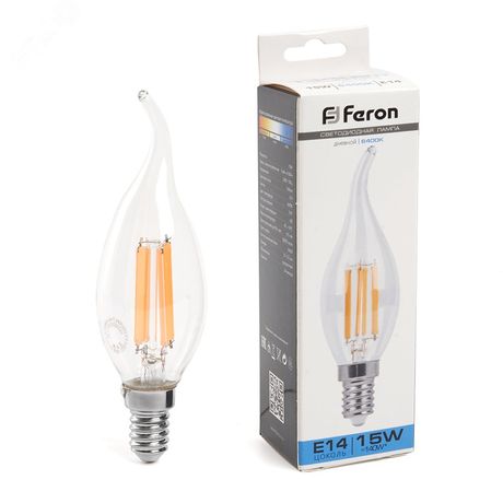 Лампа светодиодная LED 15вт Е14 дневной свеча на ветру FILAMENT - LB-718 38264 FERON